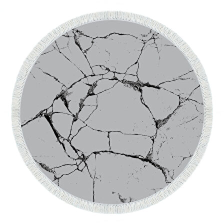 Alanur Star Pamuk Tabanlı Saçaklı Dijital Halı Yuvarlak