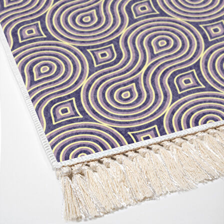 Alanur Star Kaymaz Pamuk Tabanlı Saçaklı Dijital Halı