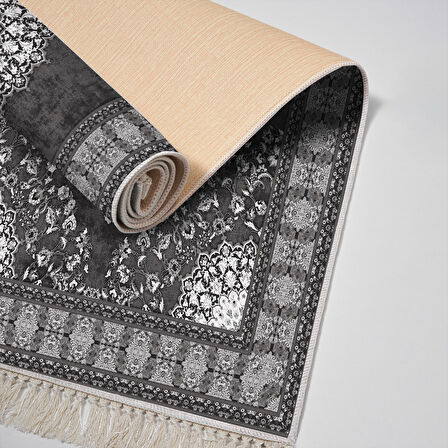 Alanur Yıldız Kaymaz Deri Tabanlı Saçaklı Dijital Halı