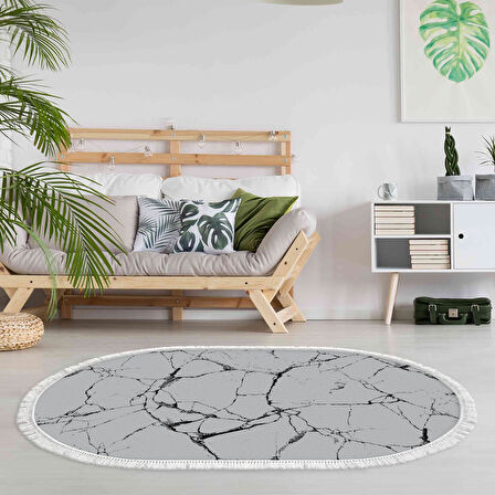 Alanur Yıldız Deri Tabanlı Saçaklı Dijital Halı