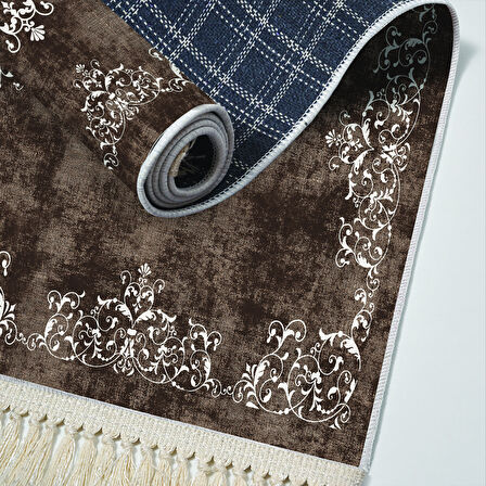 Alanur Star Kaymaz Pamuk Tabanlı Saçaklı Dijital Halı