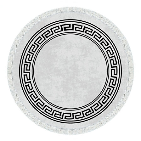 Alanur Star Pamuk Tabanlı Saçaklı Dijital Halı Yuvarlak