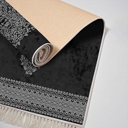 Alanur Yıldız Kaymaz Deri Tabanlı Saçaklı Dijital Halı