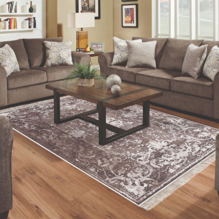 Alanur Yıldız Kaymaz Deri Tabanlı Saçaklı Dijital Halı