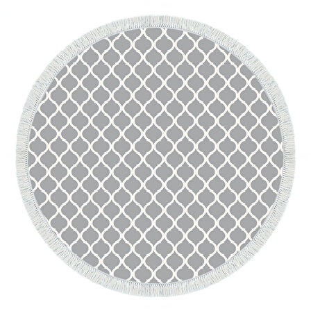 Alanur Star Pamuk Tabanlı Saçaklı Dijital Halı Yuvarlak