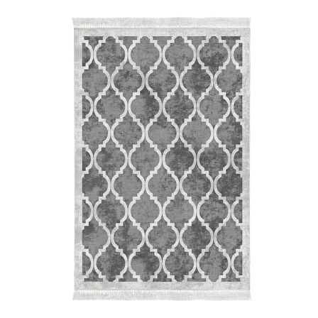 Alanur Star Kaymaz Pamuk Tabanlı Saçaklı Dijital Halı