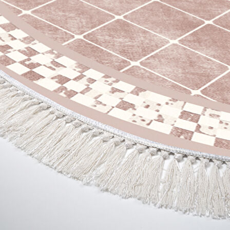 Alanur Trend Kaymaz Dod Tabanlı Saçaklı Dijital Halı Oval