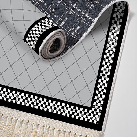 Alanur Star Kaymaz Pamuk Tabanlı Saçaklı Dijital Halı