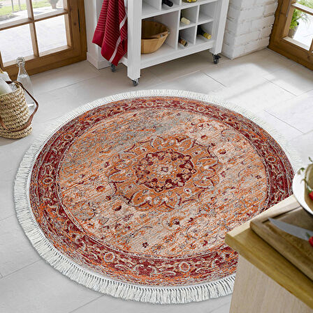 Eko Trend Djt Haı Yıkanabilir Kaymaz Taban P1356 Yuvarlak Vintage