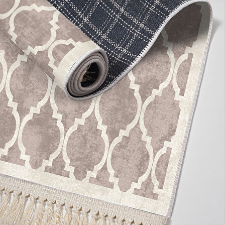 Alanur Star Kaymaz Pamuk Tabanlı Saçaklı Dijital Halı