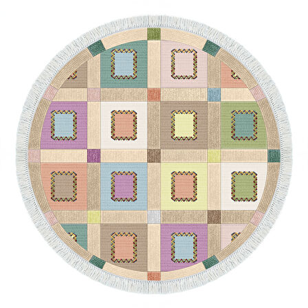 Alanur Trend Keçe Tabanlı Saçaklı Oval Mutfak Halı Mu101