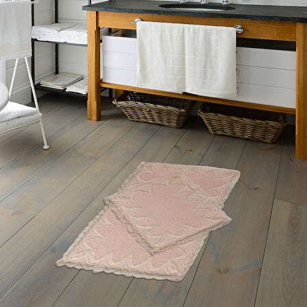 Mihrimah Dantelli Pamuklu 2'Li Klozet Takımı Banyo Banyo Paspası