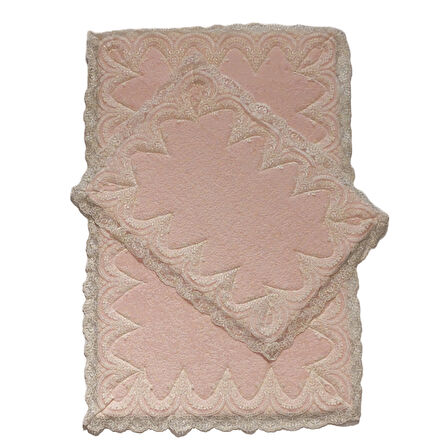 Mihrimah Dantelli Pamuklu 2'Li Klozet Takımı Banyo Banyo Paspası