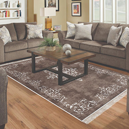 Alanur Yıldız Kaymaz Deri Tabanlı Saçaklı Dijital Halı