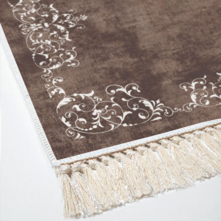 Alanur Yıldız Kaymaz Deri Tabanlı Saçaklı Dijital Halı