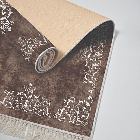 Alanur Yıldız Kaymaz Deri Tabanlı Saçaklı Dijital Halı