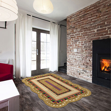 Begonya Lazer Kesim Kaymaz Taban Dijital Baskı Halı St600166Mv