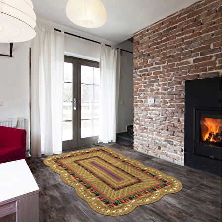 Begonya Lazer Kesim Kaymaz Taban Dijital Baskı Halı St600166Mv