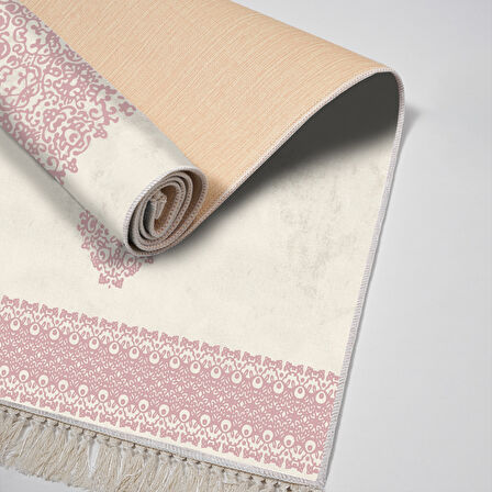 Alanur Yıldız Kaymaz Deri Tabanlı Saçaklı Dijital Halı