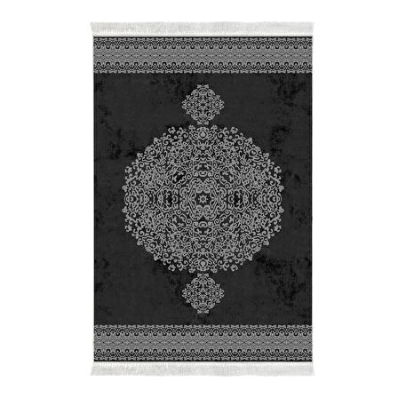 Alanur Star Kaymaz Pamuk Tabanlı Saçaklı Dijital Halı