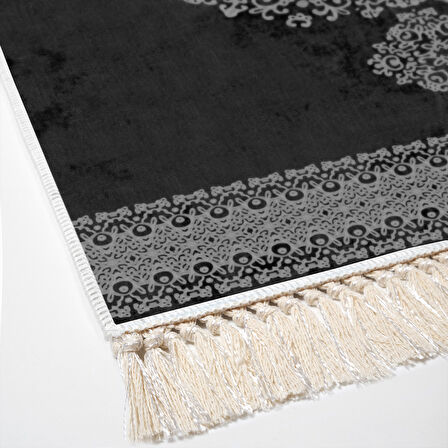 Alanur Star Kaymaz Pamuk Tabanlı Saçaklı Dijital Halı