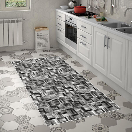 Alanur Trend Keçe Tabanlı Saçaklı Yuvarlak Mutfak Halı Mu108