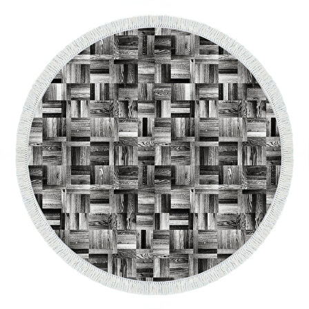 Alanur Trend Keçe Tabanlı Saçaklı Yuvarlak Mutfak Halı Mu108