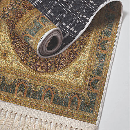 Alanur Star Kaymaz Pamuk Tabanlı Saçaklı Dijital Halı