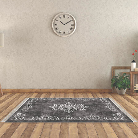 Alanur Trend Kaymaz Dod Tabanlı Saçaklı Dijital Halı