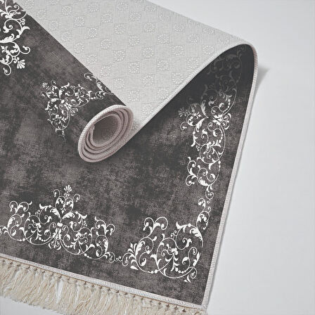 Alanur Trend Kaymaz Dod Tabanlı Saçaklı Dijital Halı