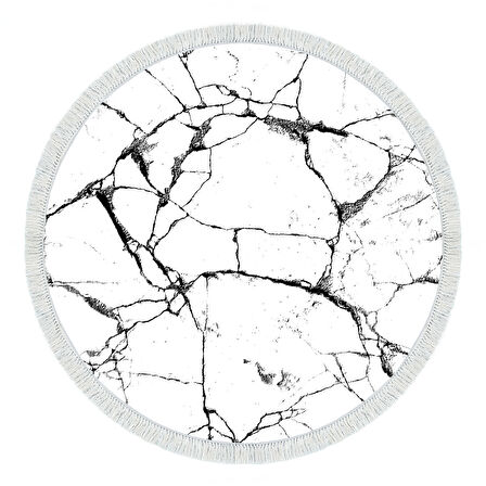 Alanur Star Pamuk Tabanlı Saçaklı Dijital Halı Yuvarlak