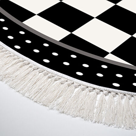 Alanur Yıldız Kaymaz Deri Tabanlı Saçaklı Dijital Halı Oval