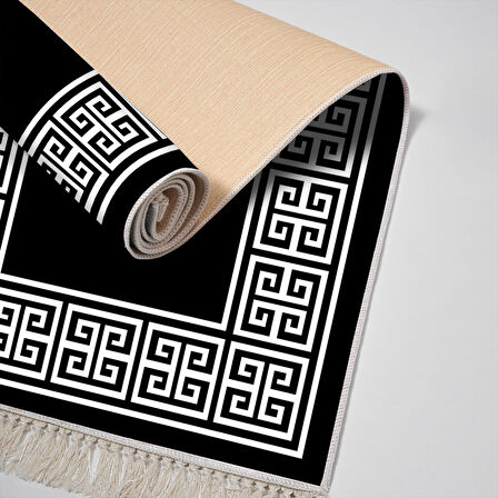 Alanur Yıldız Kaymaz Deri Tabanlı Saçaklı Dijital Halı