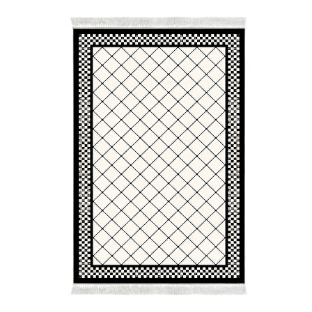 Alanur Star Kaymaz Pamuk Tabanlı Saçaklı Dijital Halı