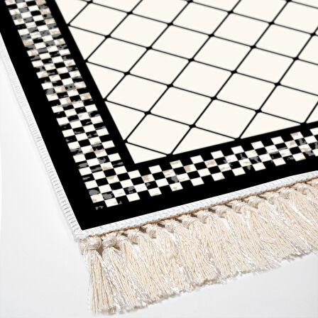 Alanur Star Kaymaz Pamuk Tabanlı Saçaklı Dijital Halı