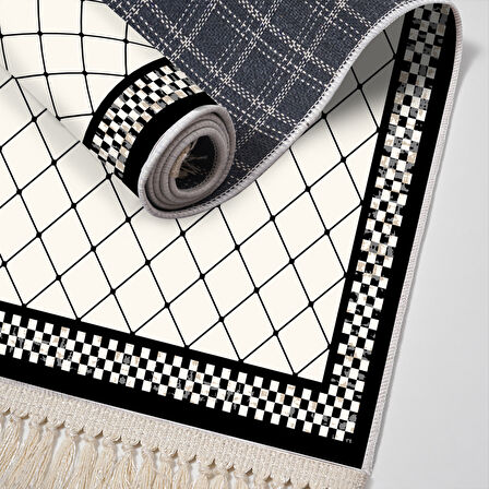 Alanur Star Kaymaz Pamuk Tabanlı Saçaklı Dijital Halı