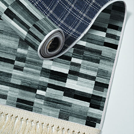 Alanur Star Kaymaz Pamuk Tabanlı Saçaklı Dijital Halı