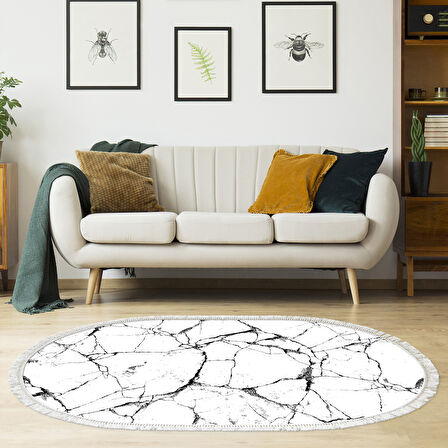 Alanur Yıldız Deri Tabanlı Saçaklı Dijital Halı