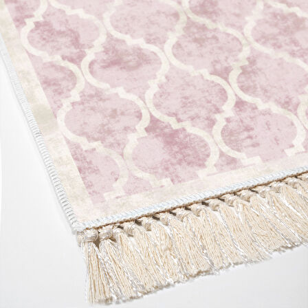 Alanur Star Kaymaz Pamuk Tabanlı Saçaklı Dijital Halı