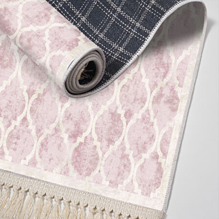 Alanur Star Kaymaz Pamuk Tabanlı Saçaklı Dijital Halı