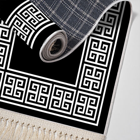 Alanur Star Kaymaz Pamuk Tabanlı Saçaklı Dijital Halı