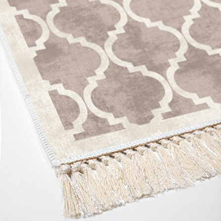 Alanur Trend Kaymaz Dod Tabanlı Saçaklı Dijital Halı