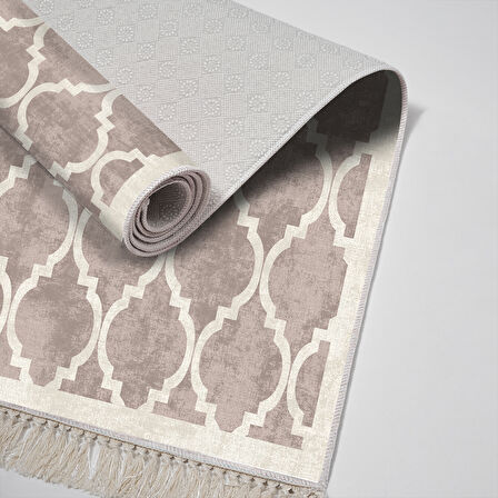 Alanur Trend Kaymaz Dod Tabanlı Saçaklı Dijital Halı