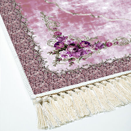 Alanur Yıldız Kaymaz Deri Tabanlı Saçaklı Dijital Halı