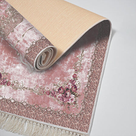 Alanur Yıldız Kaymaz Deri Tabanlı Saçaklı Dijital Halı