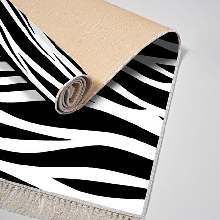 Alanur Yıldız Kaymaz Deri Tabanlı Saçaklı Dijital Halı