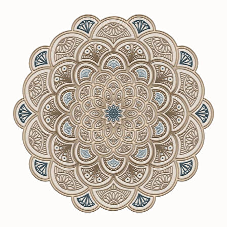 Bonni Lazer Kesim Kaymaz Taban Dijital Baskı Yuvarlak Halı St600156Kr