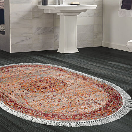 Eko Trend Djt Banyo Paspası Yıkanabilir Kaymaz Taban P1356 Oval Vintage
