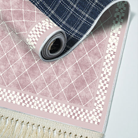 Alanur Star Kaymaz Pamuk Tabanlı Saçaklı Dijital Halı