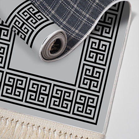 Alanur Star Kaymaz Pamuk Tabanlı Saçaklı Dijital Halı